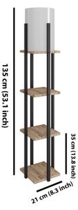 Lampadar cu rafturi NORA 1xE27/40W/230V negru/maro