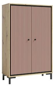 Comoda PARII PA15, stejar artisan/roz, PAL laminat, 89x37x140 cm