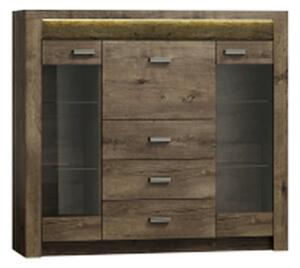 Vitrina INDIANAPOLIS I8, frasin inchis, PAL laminat/furnir ABS/metal