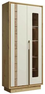 Vitrina KEKS K2, stejar artisan/casmir, PAL/sticla, cu iluminare LED