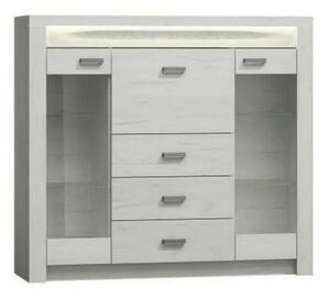 Vitrina INDIANAPOLIS I8, stejar craft alb, PAL laminat, 137x42x122 cm
