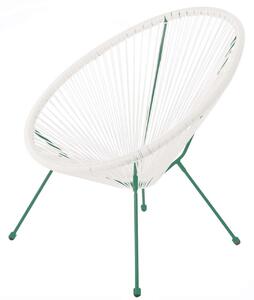 Scaun pentru gradina Acapulco, 70 x 80 x 85 cm, otel/ratan sintetic, alb/albastru cyan