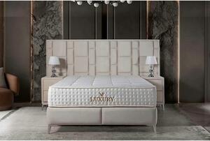 Pat LUXURY 160x200, stofa catifelata crem - Luna 21, cu somiera si spa
