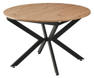 Masa rotunda bucatarie extensibila ABERO TIP 2, stejar artisan/negru