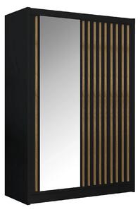 Dulap cu bara LADDER, negru/stejar craft, PAL melaminat, cu 2 usi, 150