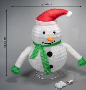Decorațiune de Crăciun - om de zăpadă, 30 LED, 58 cm
