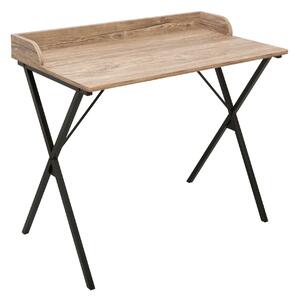 Masa birou OFIS, stejar/negru, DTD laminat/metal, 90x50x79 cm