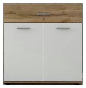 Comoda IRIA E, stejar wotan/alb/crom, PAL melaminat, 80x35x84 cm