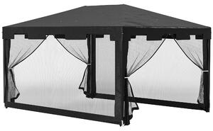 Outsunny Foisor 4x3 m cu Plasa de Tantari si 2 Intrari, Foisor de Gradina din Metal si PE, Gri Inchis