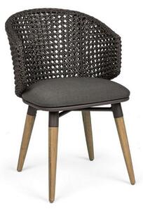 Scaun pentru gradina/terasa Ninfa, Bizzotto, 54.5 x 65 x 79 cm, aluminiu turnat/tesatura pentru exterior, gri inchis