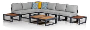 Set mobilier de gradina, Clara, Lapuarta Bahçe Oturma Grubu, Gri/Negru
