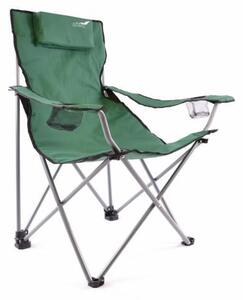 Scaun de camping pliant DIVERO cu pernă - verde