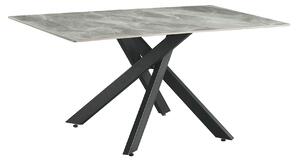 Masa ZENOS, gri cu efect de marmura/negru, ceramica/metal, 160x90x75 c