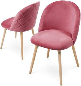 Set de 2x scaune de masă din catifea, roz