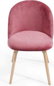 Set de 2x scaune de masă din catifea, roz