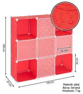 Raft economic din plastic culisant - 108 x 110 x 37 cm, roșu