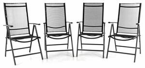 Set de patru scaune reglabile de grădină - negru