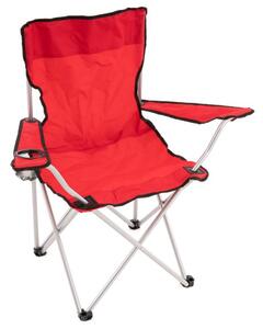 Scaun de camping pliabil cu suport pentru pahare, roșu