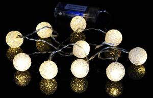 Lanț de Crăciun - bile luminoase, 10 LED-uri, alb cald