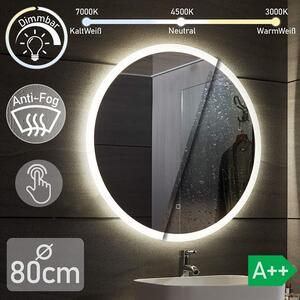 Aquamarin Oglindă LED pentru baie rotundă - 80 cm