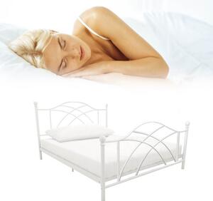 Cadru pat metalic Lotti cu grilaj cadou, in mai multe dimensiuni si culori-90x200 cm-alb