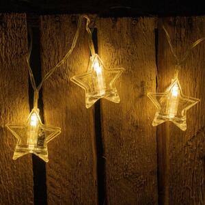 Lanț luminos de Crăciun stele, alb cald, 10 LED