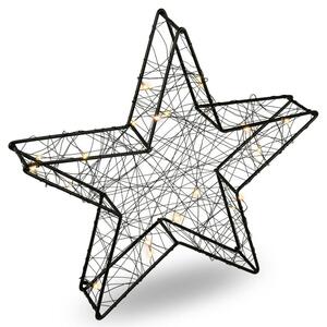 Steaua metalică de Crăciun cu efect 3D - neagră, 25 LED-uri