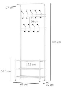Cuier de tip cadru HOMCOM, din otel 67x31.5x185cm, alb | Aosom RO