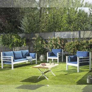 Set mobilier de gradina, Heaven, Kappis (3+1+1), Alb/Albastru inchis
