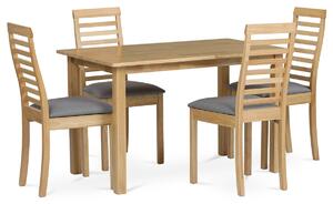 Set masă și scaune din lemn masiv de fag, 5 buc. natural