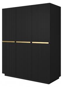 Dulap Nicole 150 cm - negru mat / mânere aurii