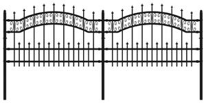 Gard grădină cu vârfuri negru 115 cm oțel vopsit electrostatic