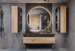 Set mobilier pentru baie cu lavoar SELAH, stejar lefkas/negru