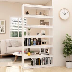 Bibliotecă/Separator cameră, alb, 100x30x200 cm, lemn masiv pin