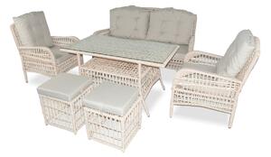 Set mobilier de gradina, Jumilla, Lady Pouffe, Crem