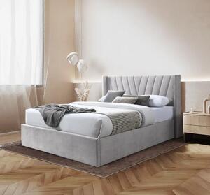 Pat tapitat Prestige 2, 180x200, cu somiera metalica rabatabila si spatiu de depozitare, culoare Crem
