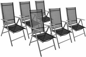 Set de 6x scaune pliante Garthen de grădină, negru