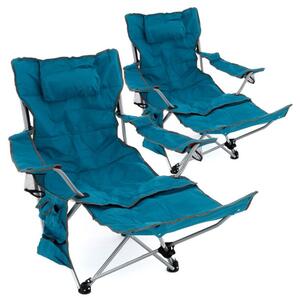 Set de 2 scaune de camping cu suport de picioare,albastru