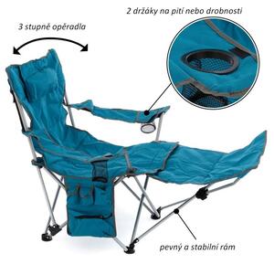 Set de 2 scaune de camping cu suport de picioare,albastru