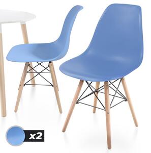 Set de 2x scaune de luat masă din plastic, albastru