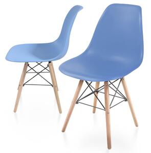 Set de 2x scaune de luat masă din plastic, albastru