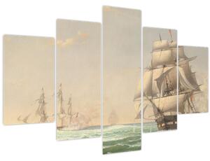 Tablou - Fitz Henry Lane, The United States Frigate President Engaging the British Squadron, reproducere (150x105 cm)