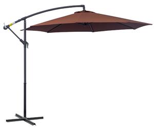 Outsunny Umbrelă de Soare Suspendată, Înclinabilă, Cadru din Metal și Poliester, 295x295x255 cm, Nuanță Cafea | Aosom Romania