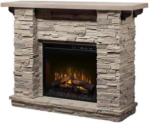 Semineu electric, cu aeroterma 2000 W, din MDF piatra, 114x95x35 cm