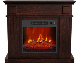 Semineu electric, cu aeroterma 2000 W, din MDF nuc, 90 x 80,5 x 26 cm