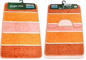 Set de 3 covorase de baie mari, Nova Home, portocaliu dungi, 50x80 cm