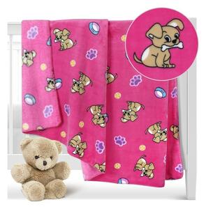 Bellatex Pătură pentru copii Ella Puppy roz , 100x 150 cm