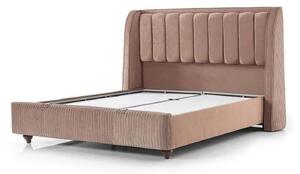 Pat HERMES 160x200, stofa catifelata maro - Velvet 266, cu somiera si