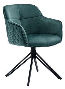 Scaun EMMA, stofa catifelata verde inchis - Bluvel 78, 59x62x82 cm