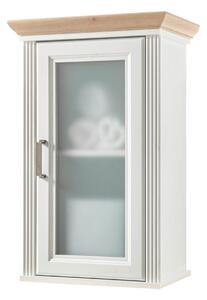 Dulap baie suspendat JASMIN, alb/stejar artisan, PAL, cu o usa, 48x33x76 cm